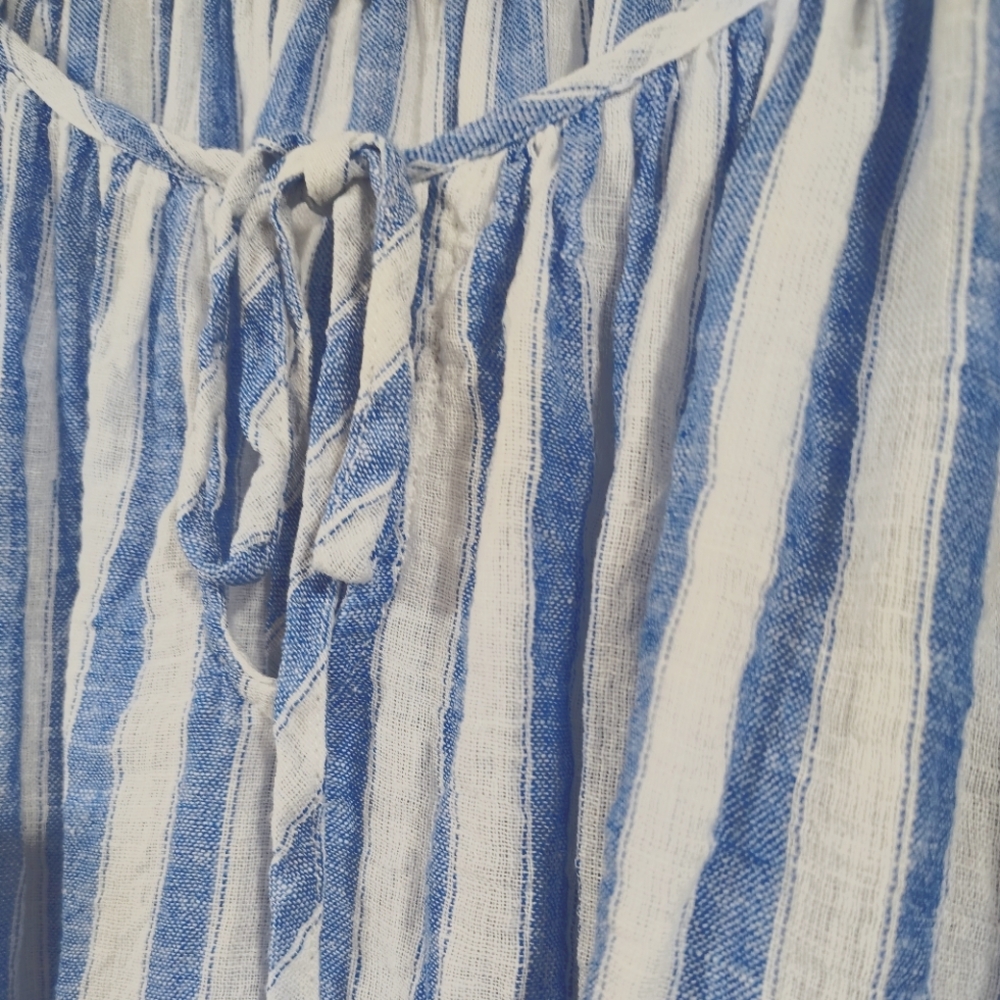 Rails Kirstie Linen Blend Top $168 Blue And White Striped Women's Small Nautical - Picture 7 of 13